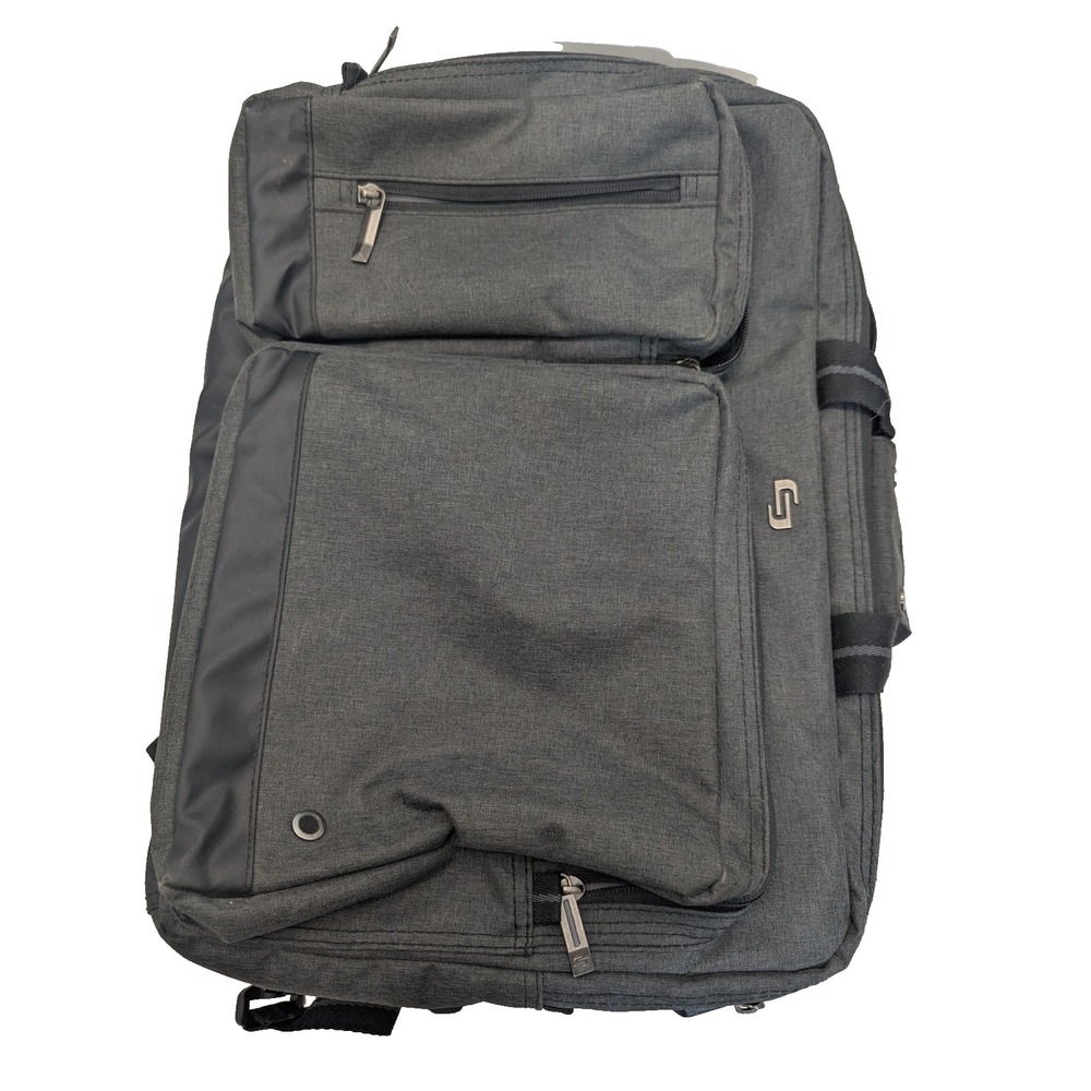 Solo New York Hybrid Briefcase Convertable Backpack Strap Messenger Bag Gray